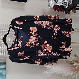Maurices Navy Floral Peplum Top